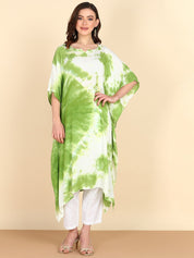 Rayon Tie Dye Light Green White Kaftan kurta (W1352)