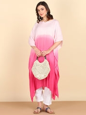 Rayon Hand Dyed Tie Dye Ombre Pink Kaftan (W1158)