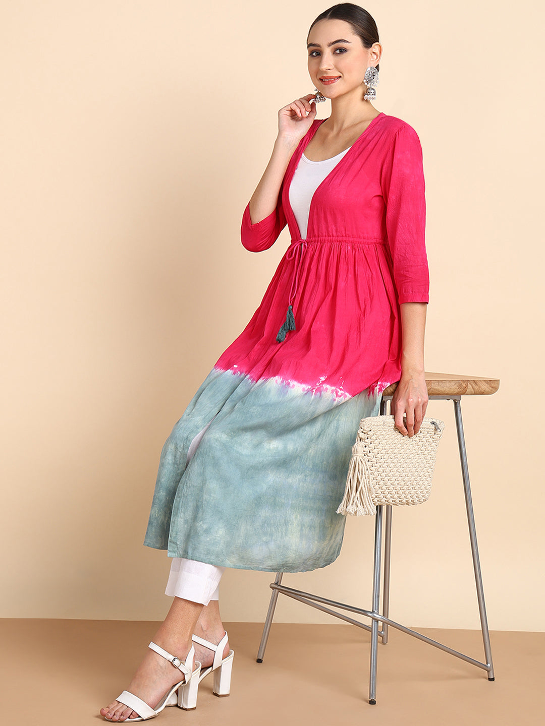 Hand Dyed Cap Dress for Women (W1495)