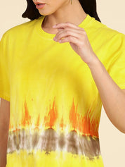 Yellow Tie Dye Cotton Regular Fit T-shirts (W1294)