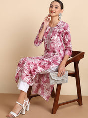 Women Embroidered Printed Rayon Straight Kurta (W1504)