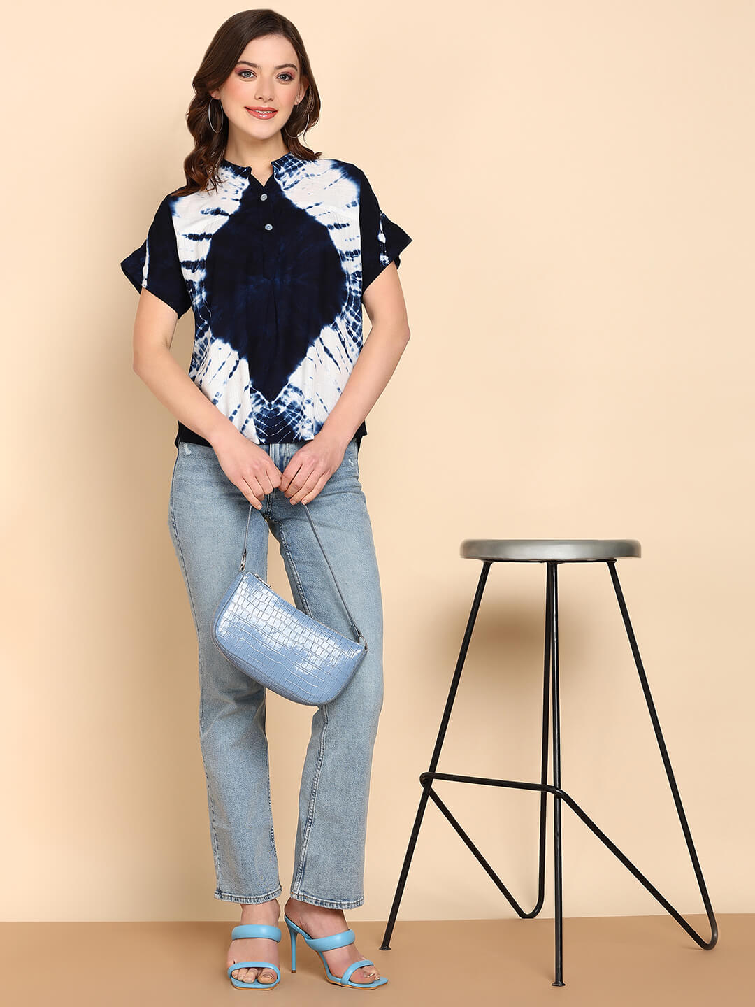 Tie Dyed Fitted Rayon Top for Women (W1461)