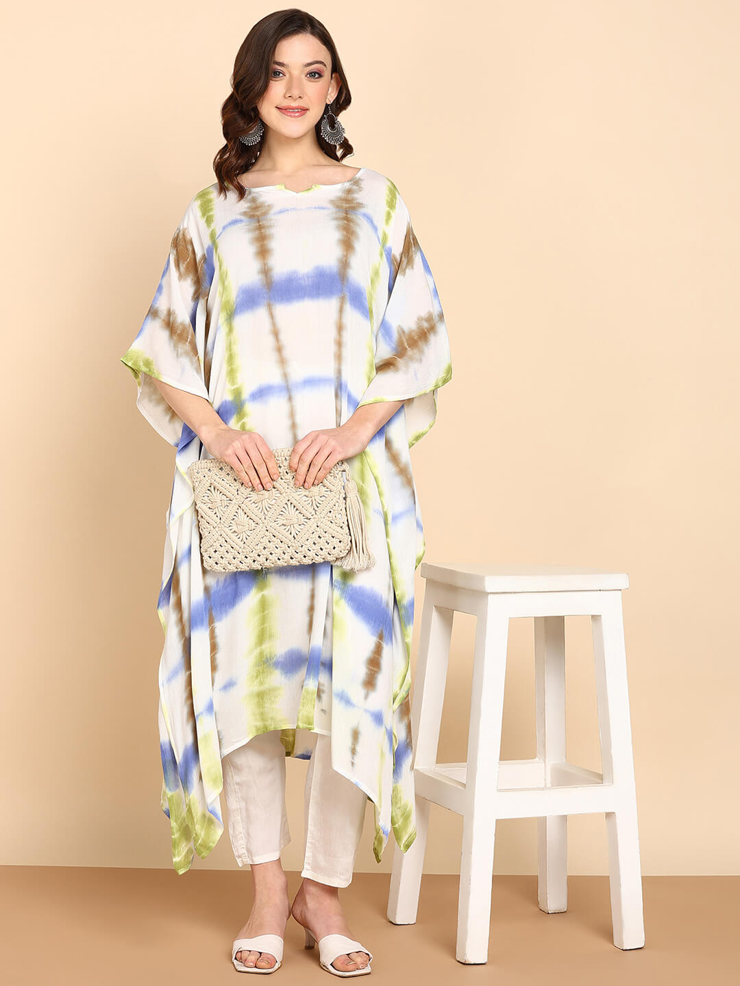 Hand Dyed Loose Fitted Crepe Kaftan Kurta (W1435)