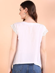 Vibrant White Tie-Dye Everywhere Top In Soft Rayon (W1553)