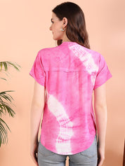 Vibrant Pink Tie-Dye Everywhere Top In Soft Rayon (W1540)