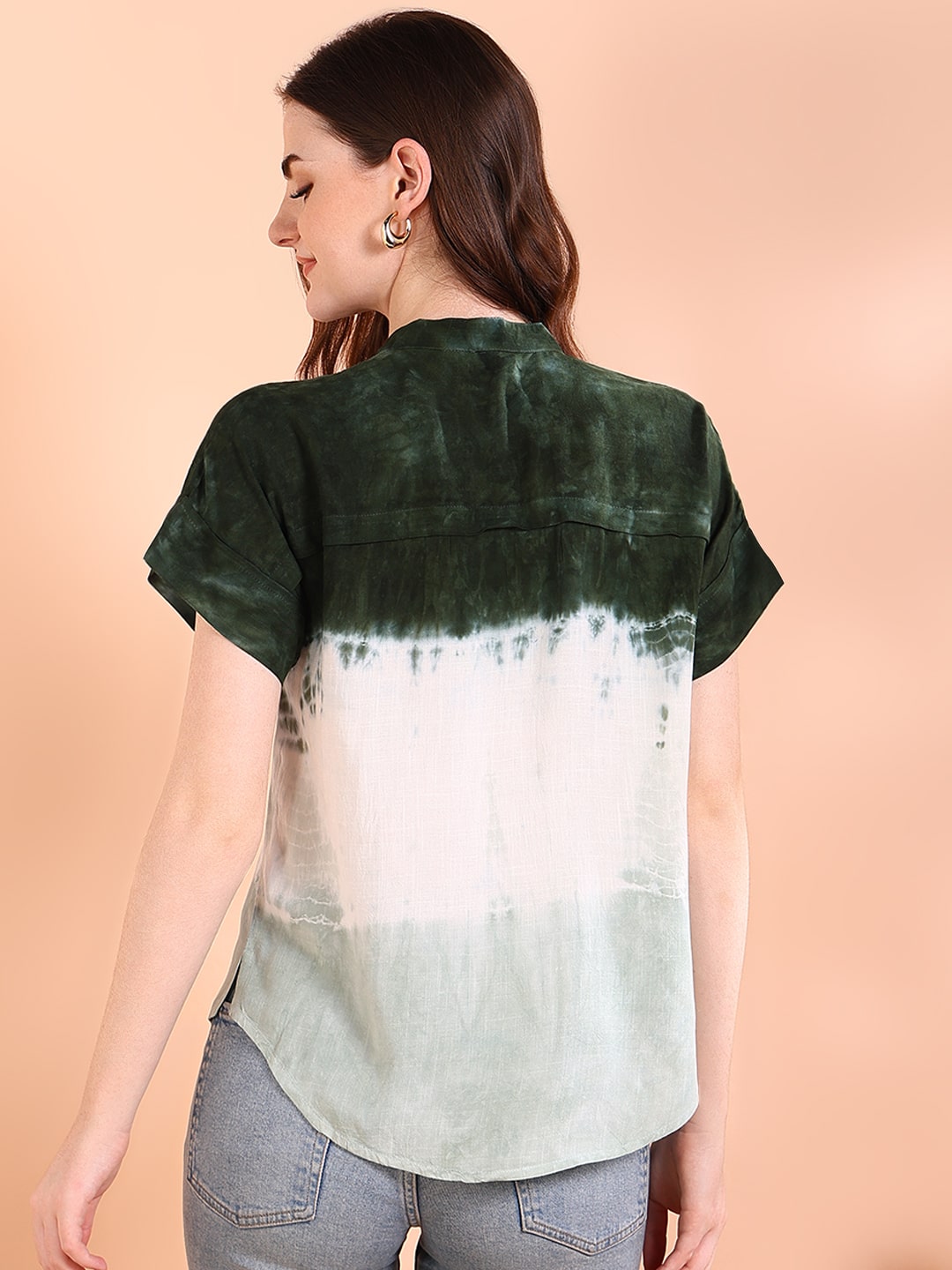 Vibrant Green Tie-Dye Everywhere Top In Soft Rayon (W1549)