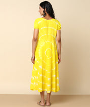 Rayon Tie Dye Yellow Dress (W1280)