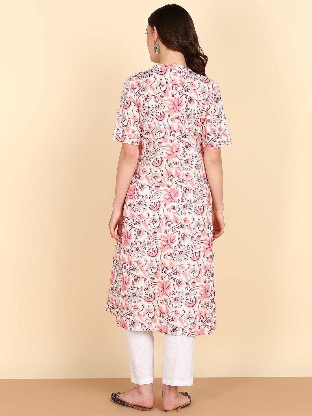 Pure Cotton Ethnic Motifs Printed Off White Kurta (W1231)