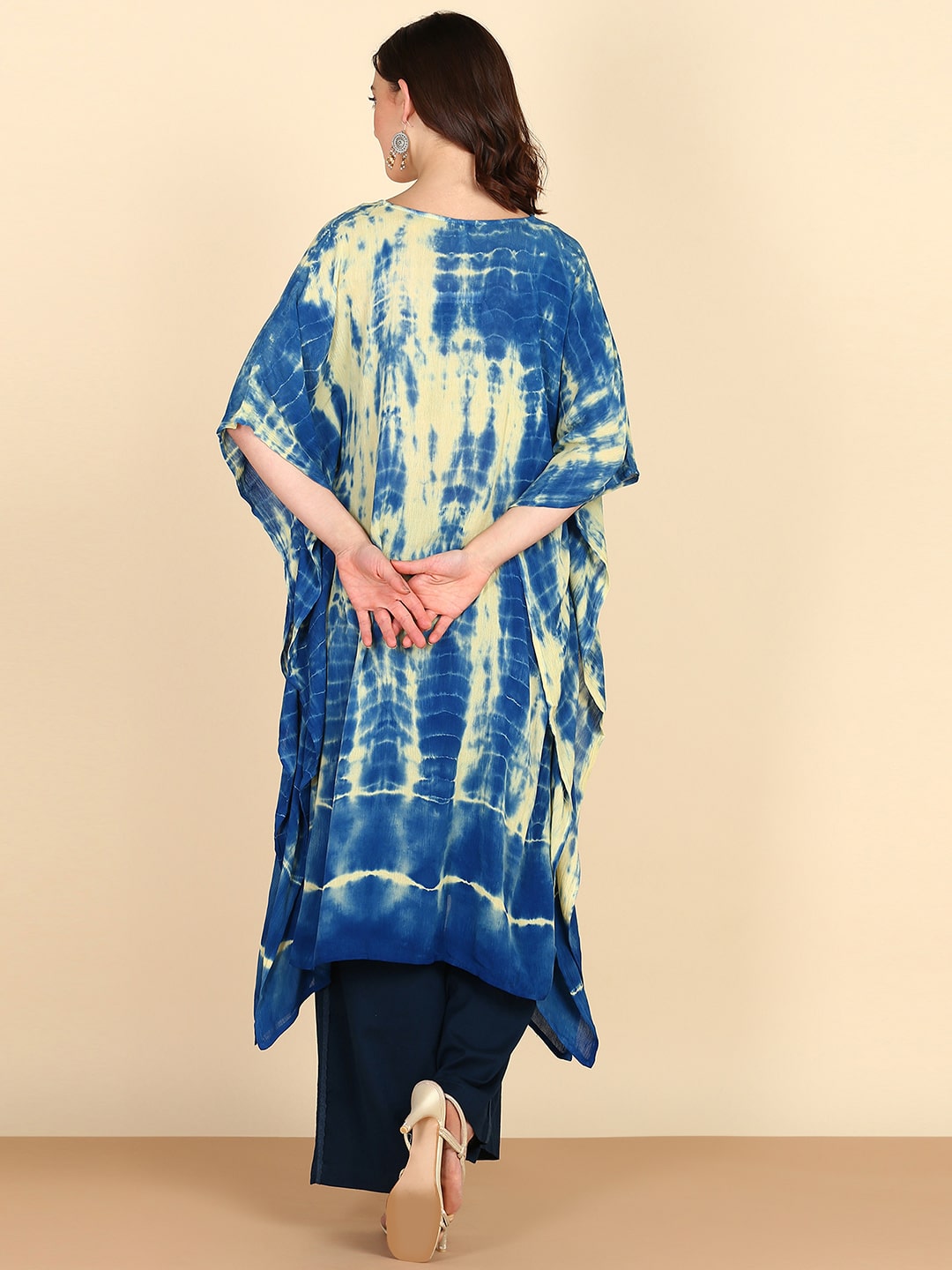 Rayon Tie Dye Blue And Light Green Kaftan kurta (W1351)