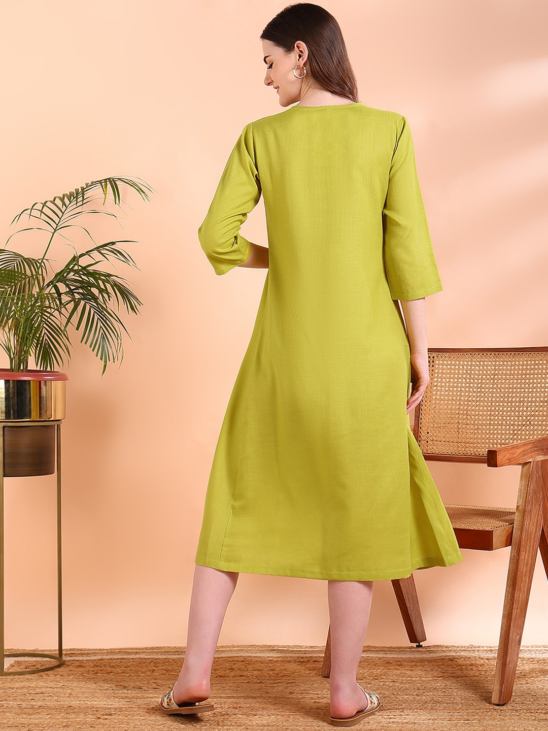 Lime Green Straight Kurta with Soft Rayon (W1570)