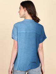 Half Sleeves Ombre Dyed Fitted Rayon Top (W1486)