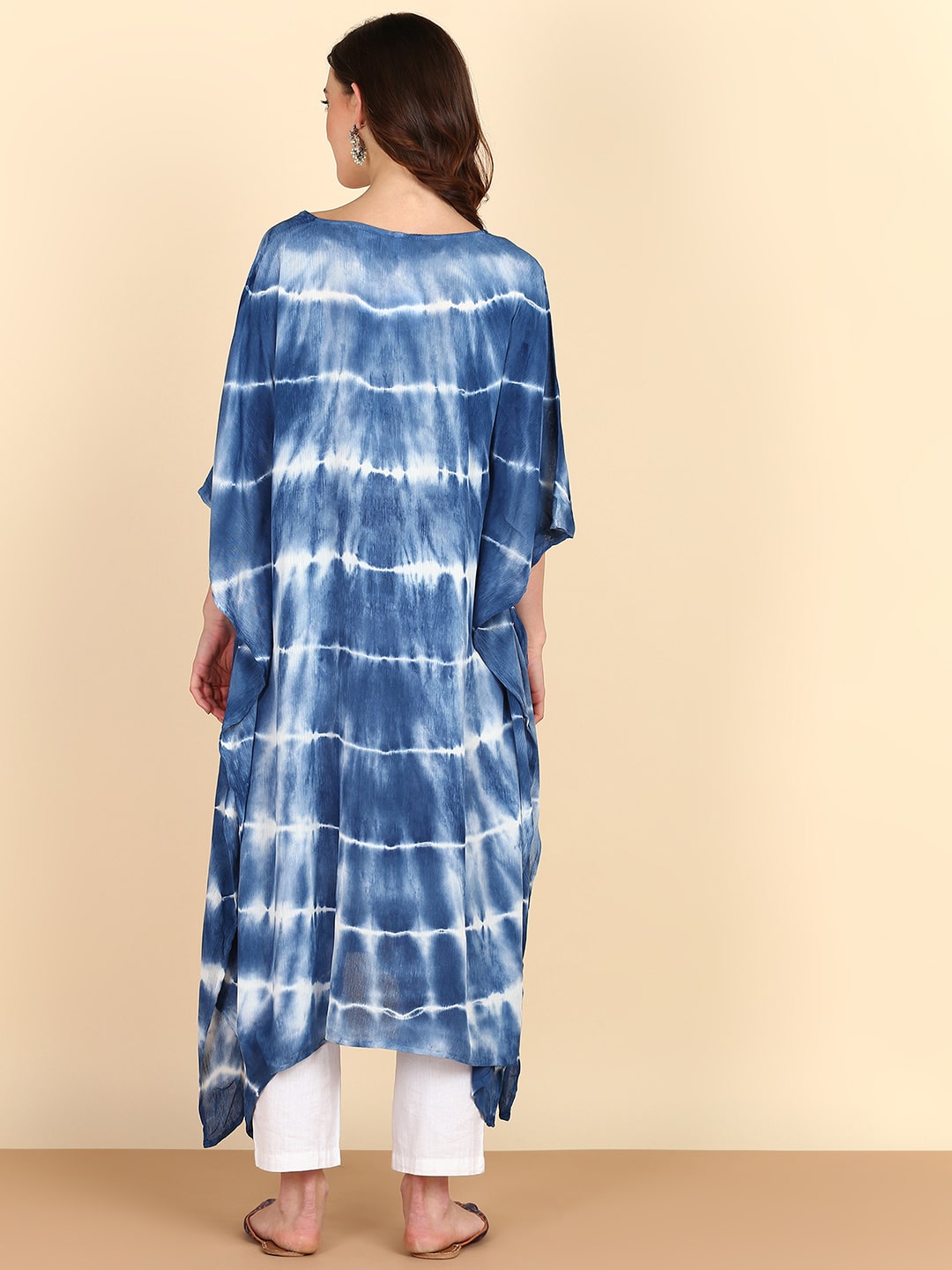 Rayon Tie Dye Blue Kaftan Kurta (W1358)