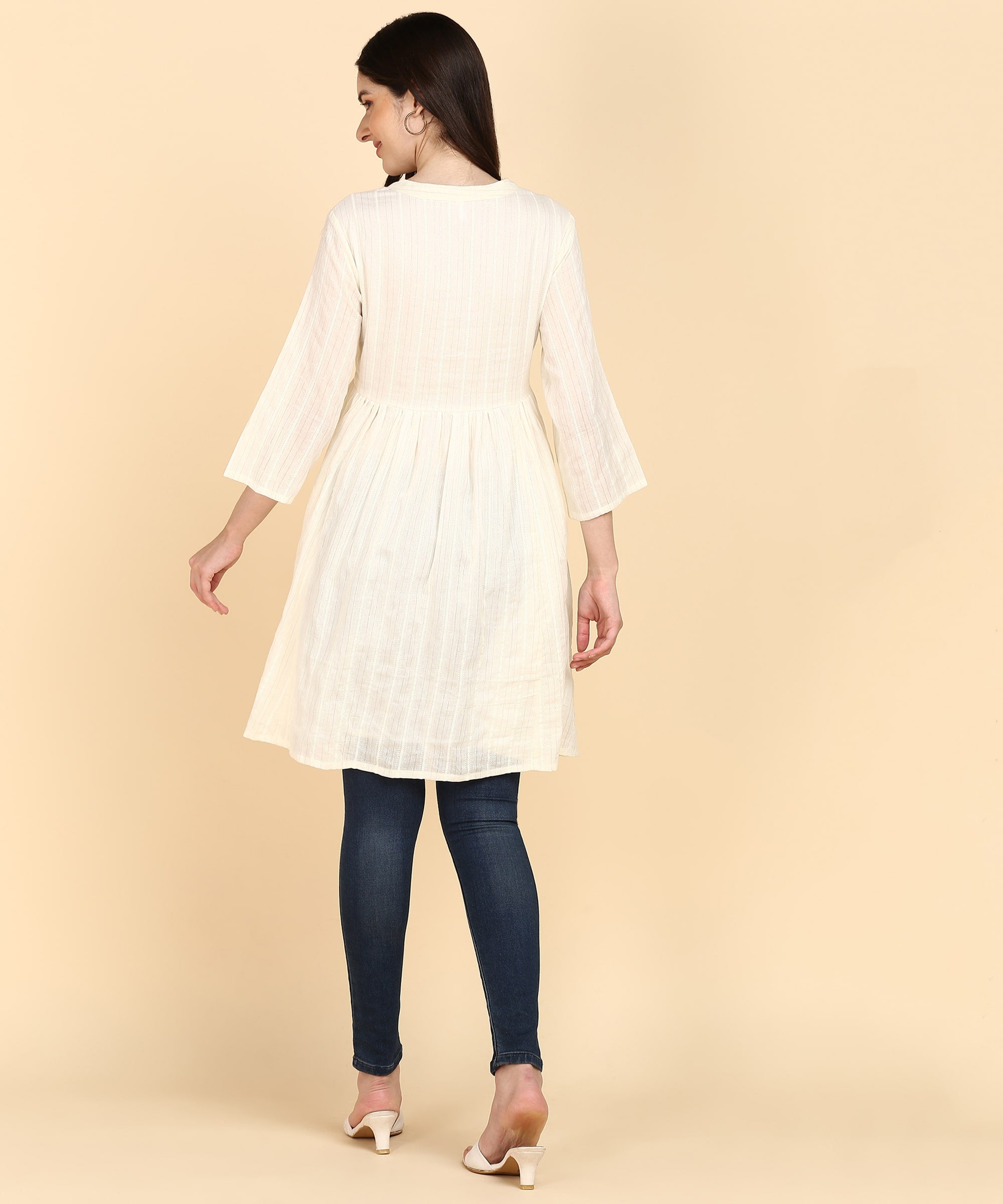 Off-white Cotton Lurex Embroidered Tunic (W1398)