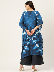 Blue Tie Dye Rayon Crepe Kaftan kurta (W1348)