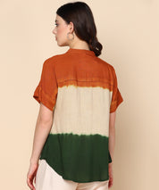 Indian Flag-Inspired Tri-Colored Ombre Dyed Rayon Top (W1416)