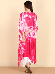 Rayon Tie Dye Pink And White Crepe Kaftan kurta (W1350)