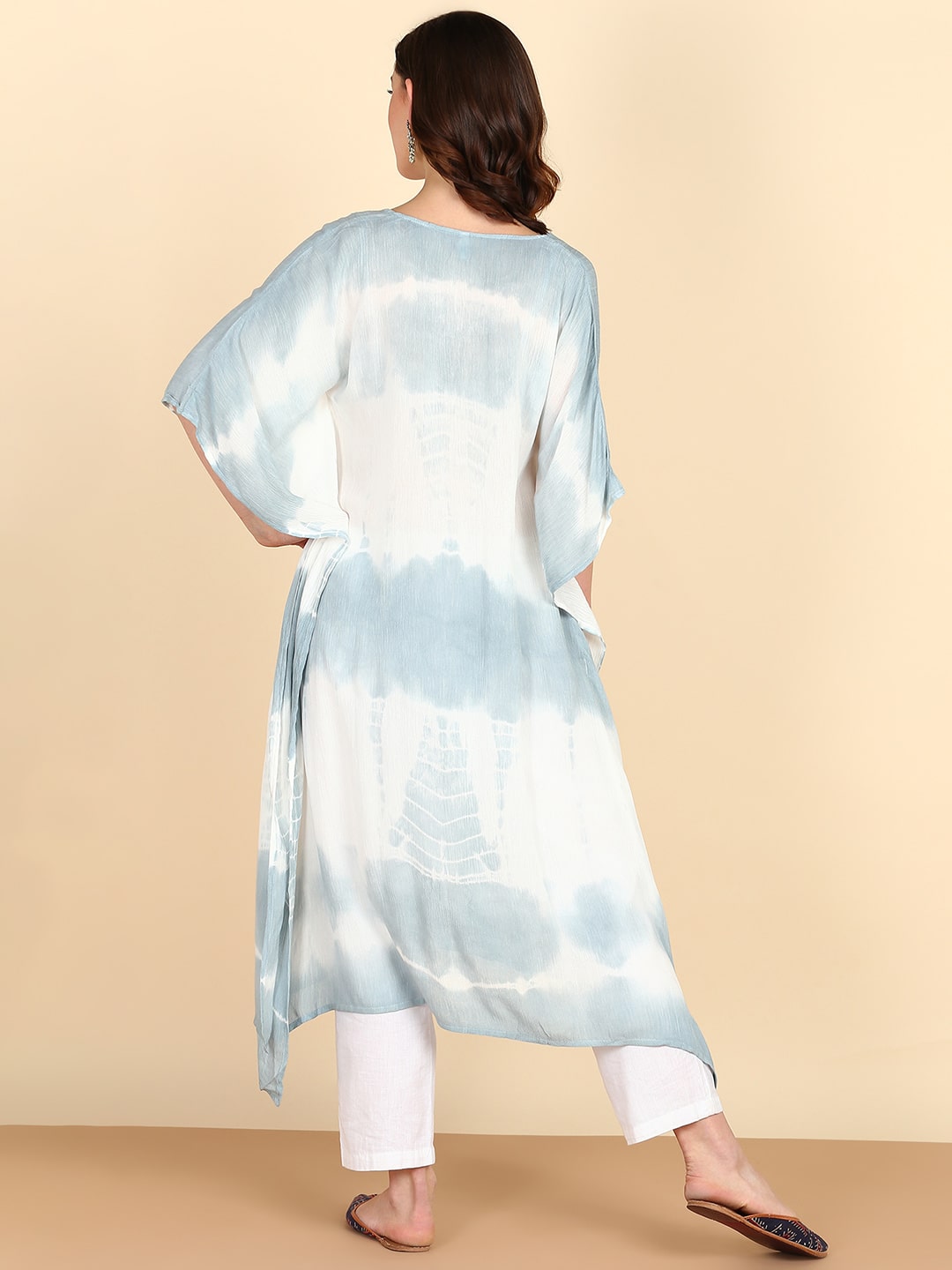 Rayon Hand Dyed Tie Dye Grey Kaftan (W1159)