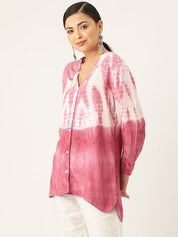 Rayon Tie Dye Pink Slub Shirt (W1341)