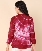 Rayon Bright Pink Tie Dye Regular Fit Shirt (W1389)