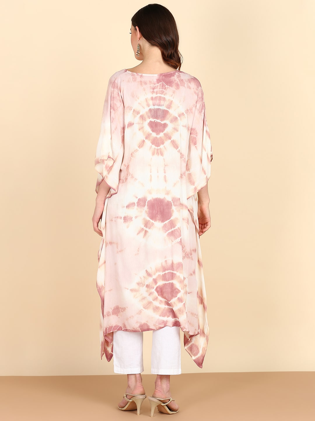 Rayon Hand Dyed Tie Dye Brown Kaftan (W1157)