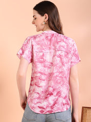 Vibrant Peach Tie-Dye Everywhere Top In Soft Rayon (W1541)