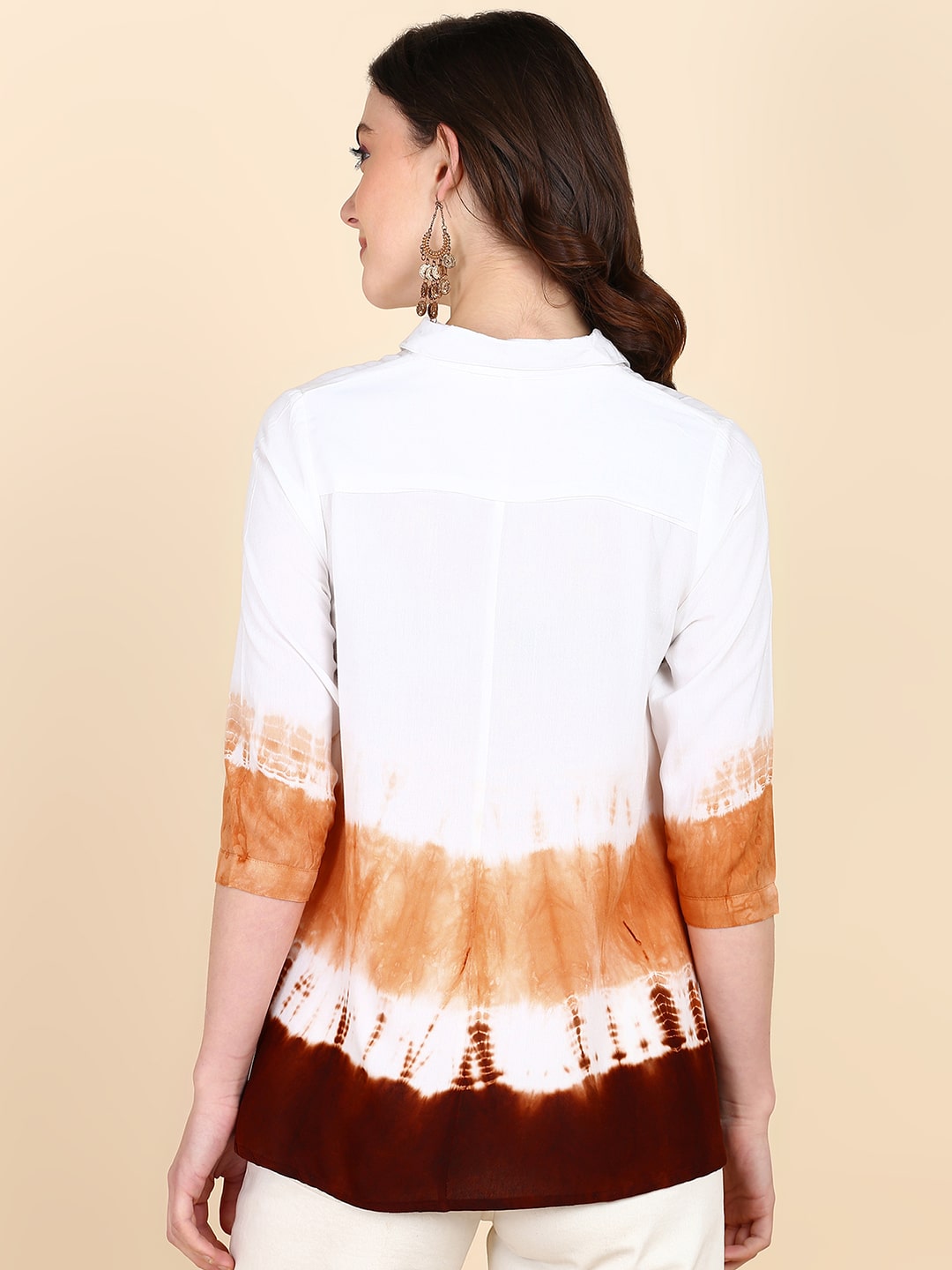 Tie Dyed 2 Piece Collar with Double Pleated Rayon Shirt (W1485)