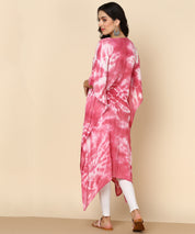 Rayon Tie Dye Pink Kaftan kurta (W1354)