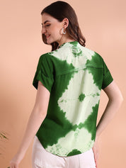 Vibrant Green Tie-Dye Everywhere Top In Soft Rayon (W1548)