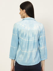 Rayon Tie Dye Sky Blue Loose Fit  Shirt (W1269)