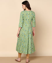 Pure Cotton Ethnic Printed Green Gotta Patti Anarkali Kurta (W1263)