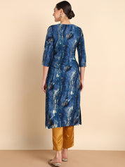 Women Embroidered Printed Rayon Straight Kurta (W1511)