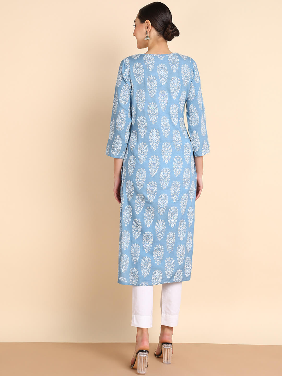 Women Embroidered Printed Rayon Straight Kurta (W1507)