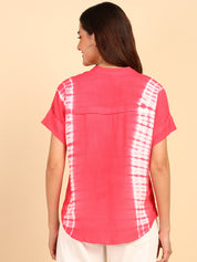 Hand Tie Dyed Fuchsia Top for Women (W1527)