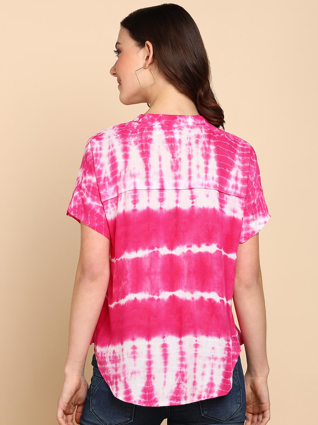 Tie Dyed Fitted Rayon Top for Women (W1464)