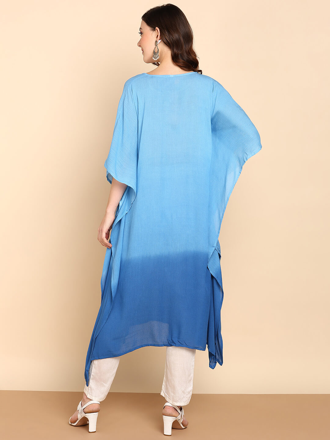 Hand Dyed Loose Fitted Crepe Kaftan Kurta (W1439)