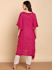 Hand Dyed Loose Fitted Crepe Kaftan Kurta (W1436)