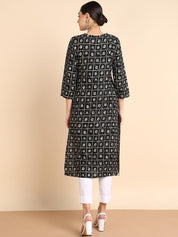 Women Embroidered Printed Rayon Straight Kurta (W1516)