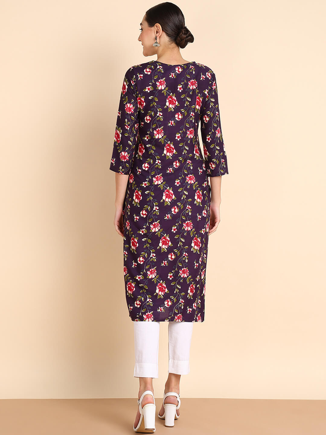 Women Embroidered Printed Rayon Straight Kurta (W1501)