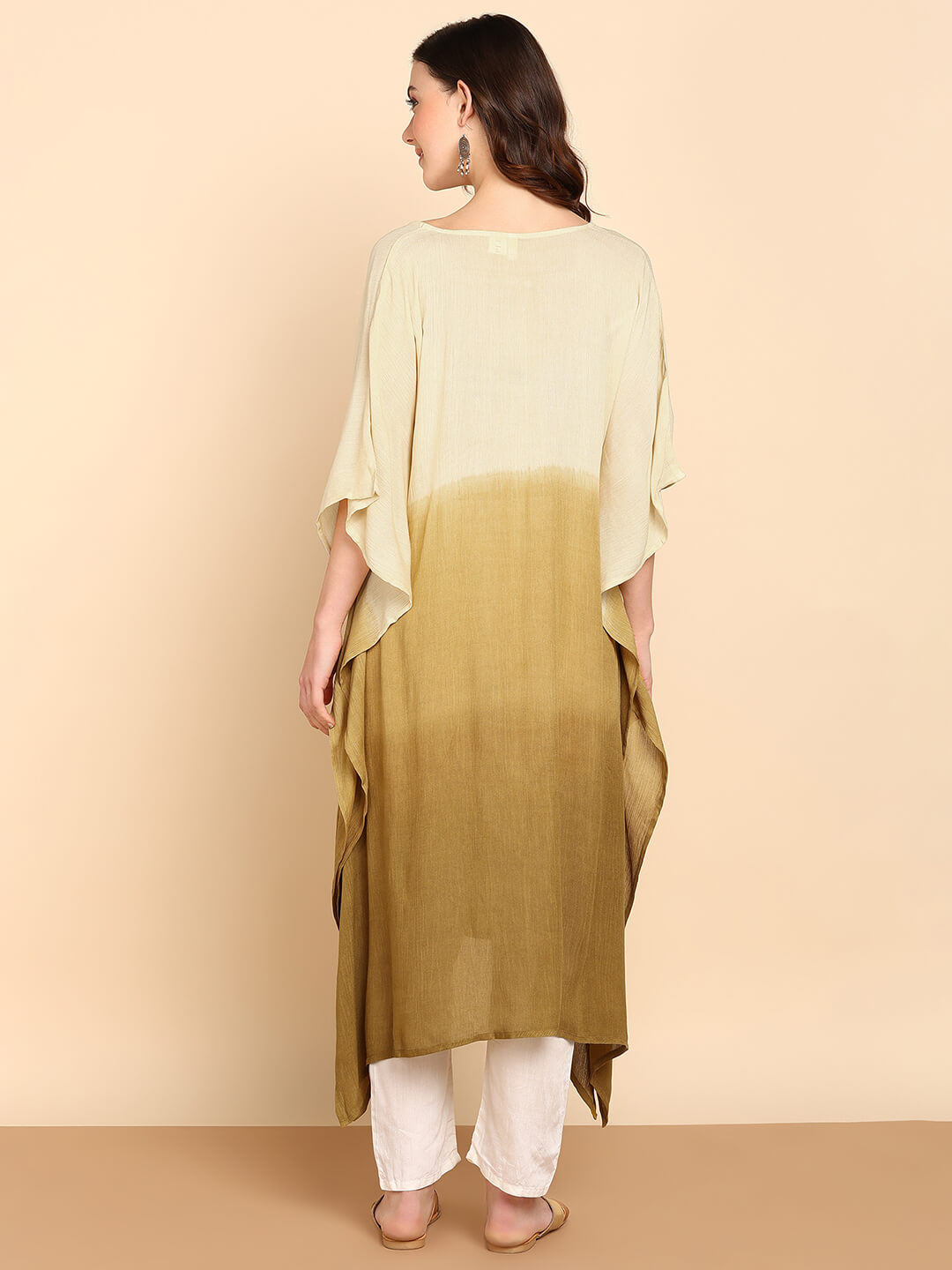 Hand Dyed Loose Fitted Crepe Kaftan Kurta (W1432)