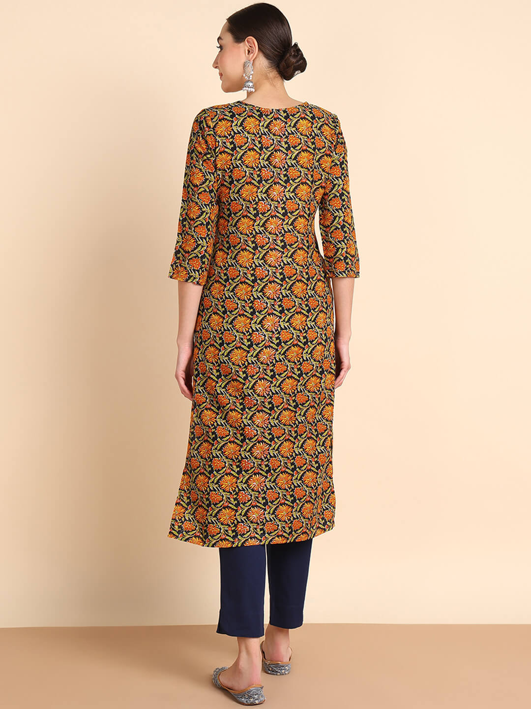 Women Embroidered Printed Rayon Straight Kurta (W1505)