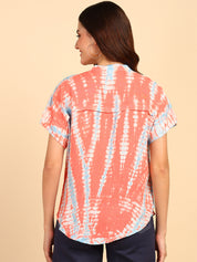 Hand Tie Dyed Red  Top for Women (W1529)