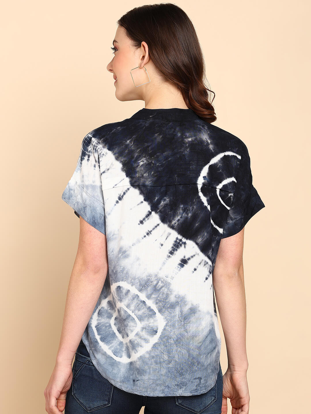 Tie Dyed Fitted Rayon Top for Women (W1457)