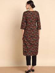 Women Embroidered Printed Rayon Straight Kurta (W1517)