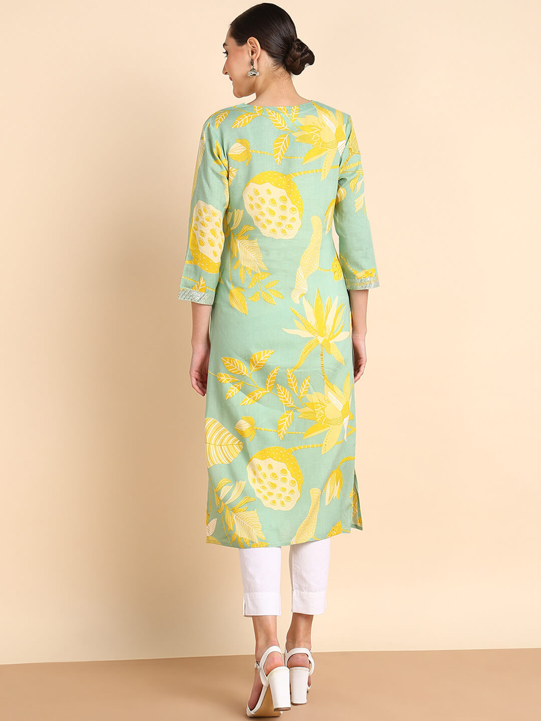 Women Embroidered Printed Rayon Straight Kurta (W1506)