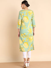 Women Embroidered Printed Rayon Straight Kurta (W1506)