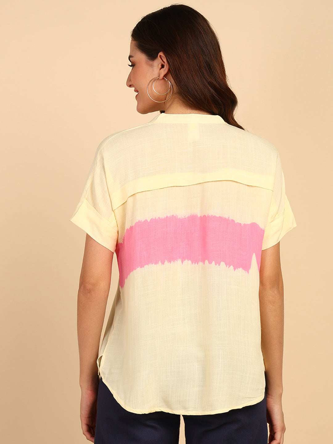 Hand Tie Dyed Peach Top for Women (W1526)