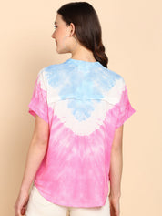 Tie Dyed Fitted Rayon Top for Women (W1460)