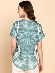 Tie Dyed Fitted Rayon Top for Women (W1458)