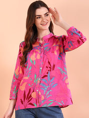 Pink Tie-Dye Crepe Loose Fit Shirt (W1566)