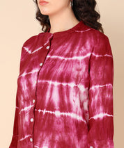 Rayon Bright Pink Tie Dye Regular Fit Shirt (W1389)